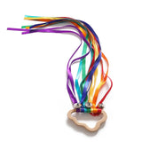 Waldorf Wooden Ring Teether with Ribbons and Bells